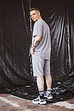 Футболка "Player" сіра + Шорти трикотажні сірі . Костюм Oversize літній чоловічий спортивний, фото 9