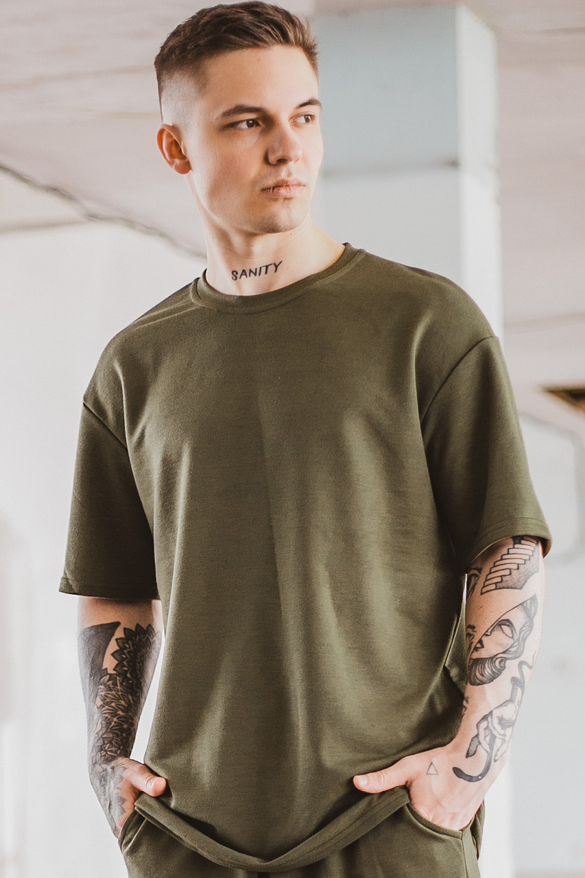 Футболка Чоловіча "Player" хакі річна осіння весняна трикотажна спортивна Oversize