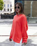 Худі Жіноче Oversize Slit  Brand коралове кофта толстовка помаранчева рожева, фото 6