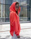 Худі Жіноче Oversize Slit  Brand коралове кофта толстовка помаранчева рожева, фото 7