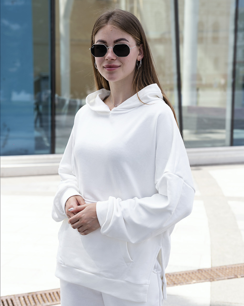 Худі Жіноче Oversize Slit Brand молочне - біла кофта толстовка
