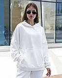 Худі Жіноче Oversize Slit  Brand молочне - біла кофта толстовка, фото 3