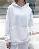 Худі Жіноче Oversize Slit  Brand молочне - біла кофта толстовка, фото 5