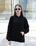 Худі Жіноче Oversize Slit  Brand чорне кофта чорна толстовка, фото 3