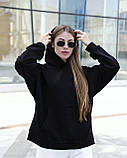 Худі Жіноче Oversize Slit  Brand чорне кофта чорна толстовка, фото 4