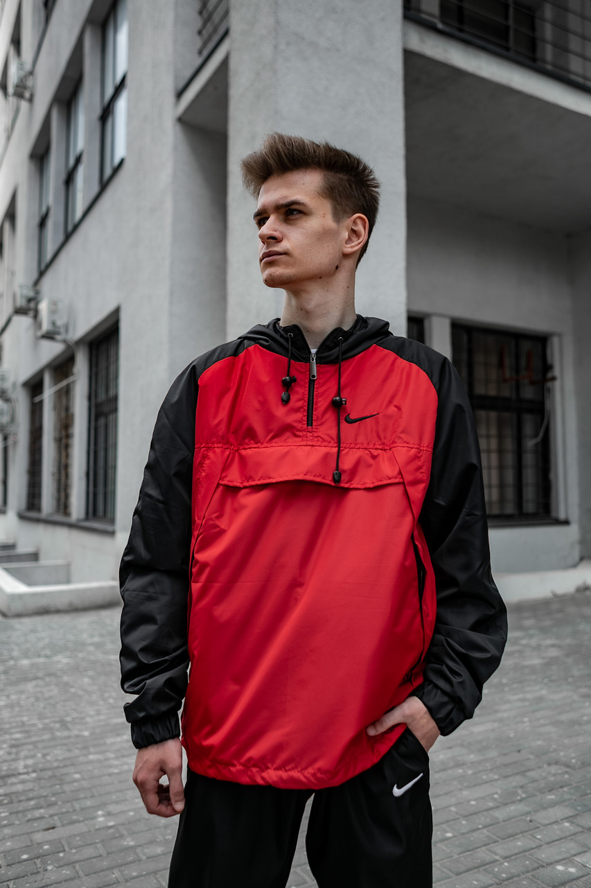Анорак Nike House Чоловічий Чорний - Червоний найк куртка осіння весняна літня спортивна