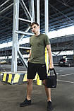 Костюм спортивний чоловічий Nike річний (Футболка Nike чоловіча хакі + Шорти чоловічі найк Чорні), фото 3