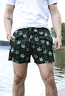 Купальні шорти чоловічі "Breeze" c принтом 'гербарій' листочки зелені літні пляжні