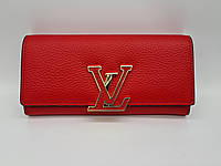 Кошелек Louis Vuitton LV c гладкой кожи красного цвета