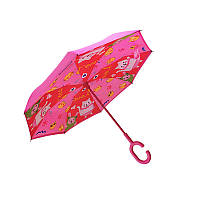 Детский зонт-наоборот Up-Brella Lucky Cat-Rose Red обратного сложения Gold