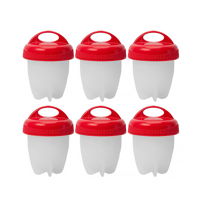 Силиконовые формы для варки яиц Lesko Silicone Egg Boil Red без скорлупы набор из 6шт. домашняя яйцеварка Gold - фото 1 - id-p1436643166