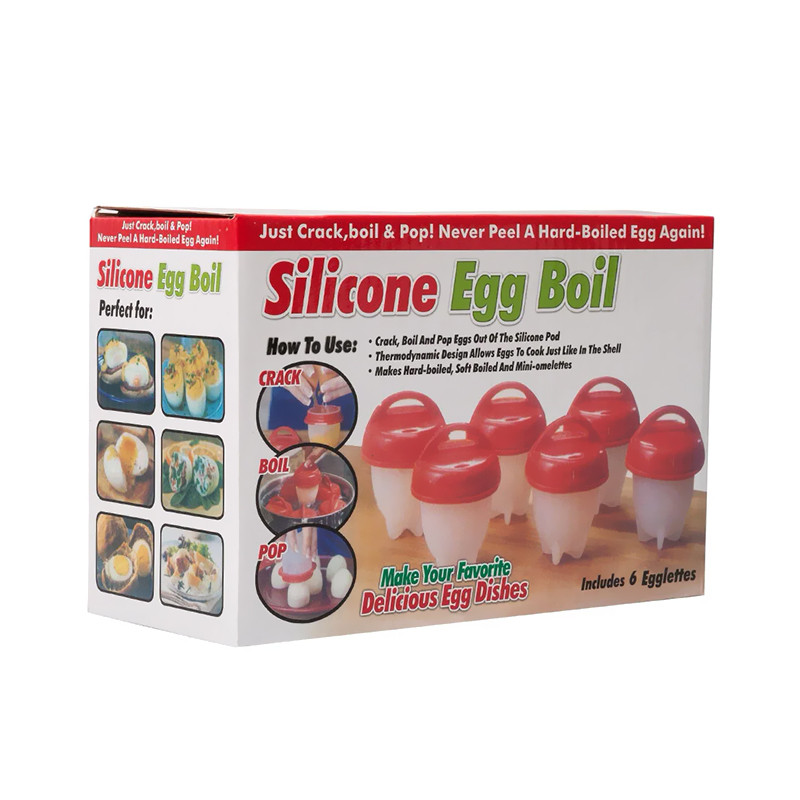 Силиконовые формы для варки яиц Lesko Silicone Egg Boil Red без скорлупы набор из 6шт. домашняя яйцеварка Gold - фото 3 - id-p1436643166