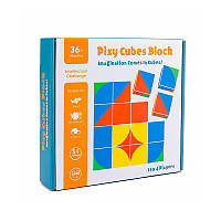 Деревянная развивающая игра Lesko MQY-00354 Pixy Cubes Block для детей Gold