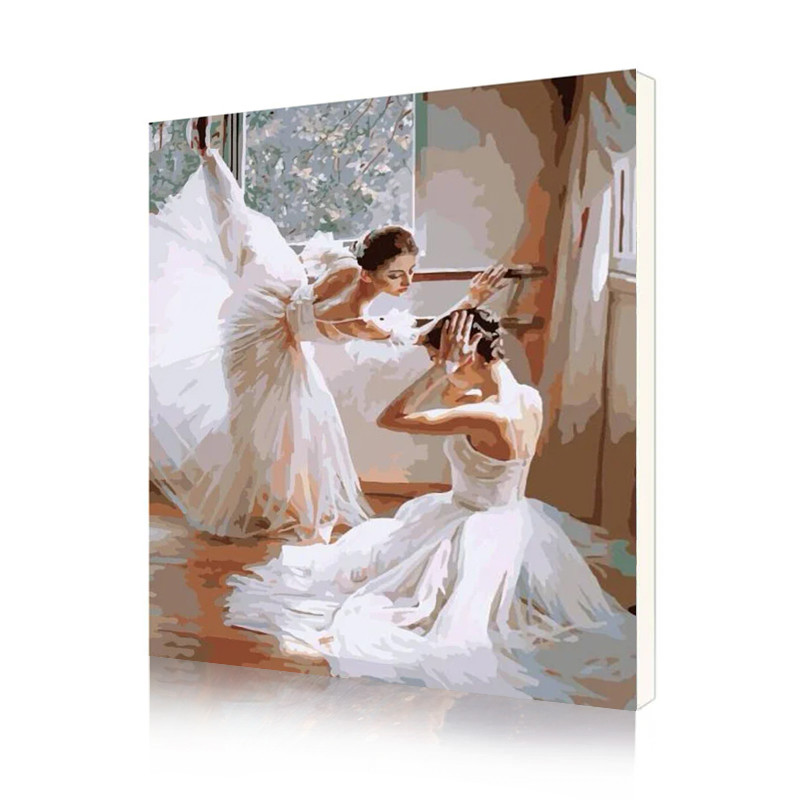 Картина по номерам Lesko DIY E195 "Балерины" 40-50см набор для творчества живопись Gold - фото 2 - id-p1436645544
