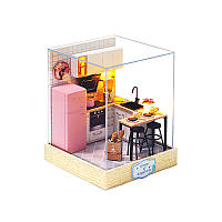 3D Румбокс кукольный дом DIY Cute Room QT-027 Кухня детский конструктор Gold