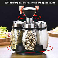 Набір для спецій spiceck set на 6 відсіків, підставка для спецій, баночки для спецій, набір для спецій