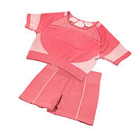 Комплект женский шорты и топ Lesko The Queen Jane 2088-2 Pink S спортивный летний для занятий спортом Gold