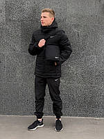 Комплект Куртка мужская Зимняя  Найк + утепленные штаны. Барсетка  Nike и перчатки в Подарок.