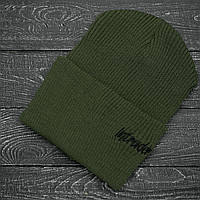 Мужская | Женская шапка хаки, зимняя small logo зеленая