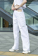 Штаны женские коттоновые демисезонные хлопковые "Twins" белые осенние весенние летние брюки