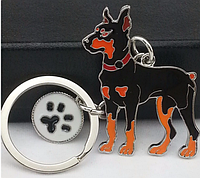 Брелок на ключи металл порода собака пинчер доберман пес 5см суперовый реалистичный