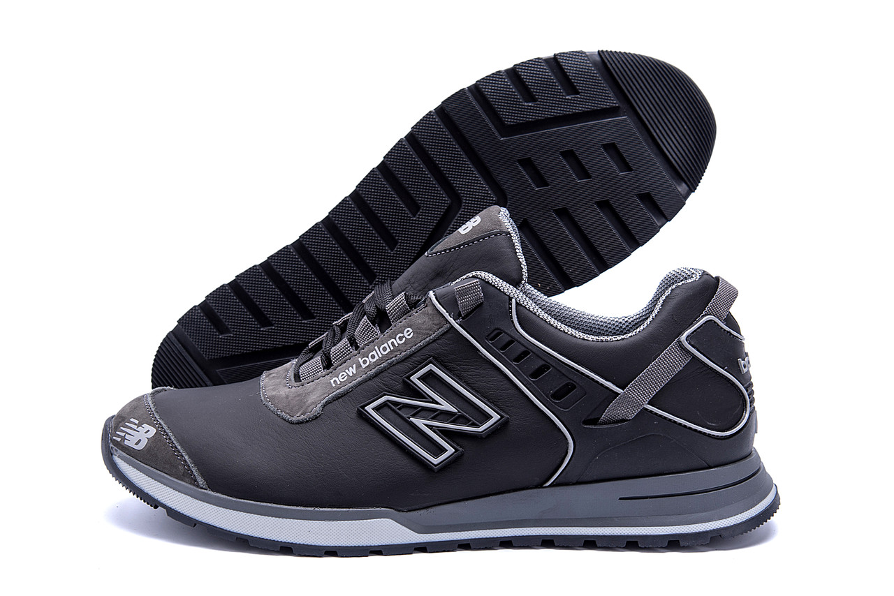 Чоловічі шкіряні кросівки NB Clasic Black, фото 1
