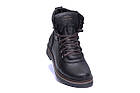 Чоловічі зимові шкіряні черевики ZG Black Military Style, фото 3