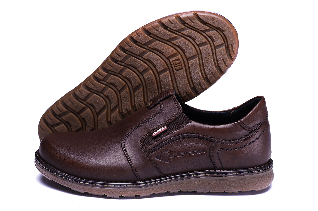 Чоловічі шкіряні туфлі Kristan brown old school, фото 1