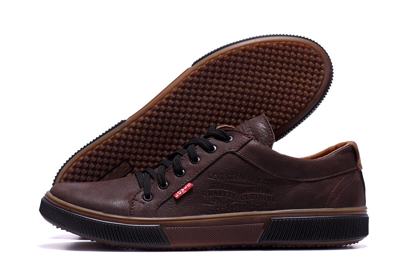 Чоловічі шкіряні кеди Levis Chocolate Classic, фото 1