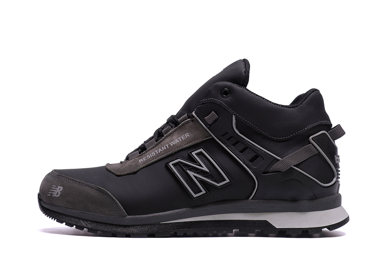 Чоловічі зимові шкіряні кросівки NB Clasic Black, фото 1
