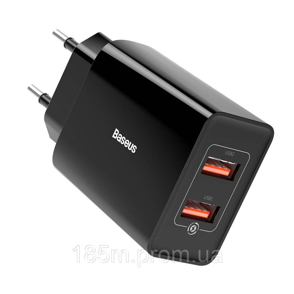 BASEUS Speed Mini Dual U Charger 10.5W Black - фото 1 - id-p1436731925
