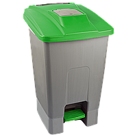 Бак для сміття із педаллю Planet 100 л сіро-зелений