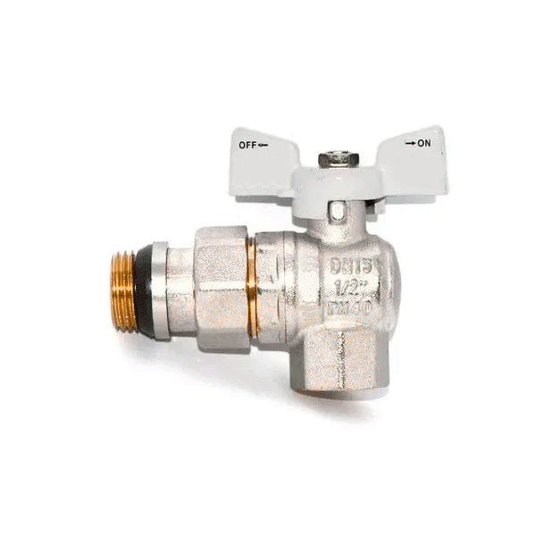 Кран кульовий з американкою KP 1/2' кутовий WHITE