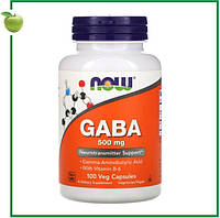 GABA, ГАМК з вітаміном В-6, 500 мг, 100 вегетаріанських капсул, NOW Foods, США