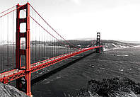 Флизелиновые фотообои для спальни 3д 368х254 см Архитектура Мост Золотые Ворота США (154V8) Лучшее качество