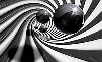 Флизелиновые красивые фото обои абстракция 312x219 см 3Д Шары и черно-белый спиральный туннель Лучшее качество