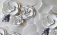 Фотообои 3D флизелиновые барельеф 416х290 см Фарфоровые белые цветы (3696VEXXXXL) Лучшее качество