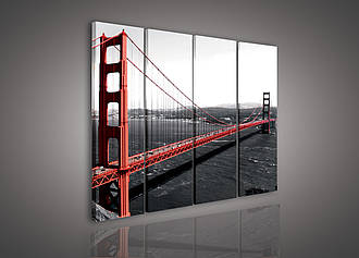 Модульна картина на полотні 3x30x80 см Міст: Золоті ворота (PS103S6) Найкраща якість