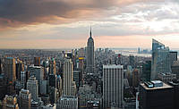 Фотообои 3D Небоскребы Небо 254x184 см Нью-Йорк Вид на город (133P4) Лучшее качество