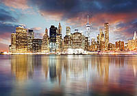 Флизелиновые фото обои 254х184 см Сверкающий город Нью-Йорк (11854V4) Лучшее качество