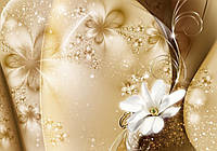 Фотошпалери флізелінові квіти 3D 416x254 см Золотий пил і лілія (3331VEXXXL) Найкраща якість