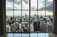 Фотообои флизелиновые 3D город Нью-Йорк 375х250 см Вид с окна на Манхэттен (MS-5-0009) Лучшее качество