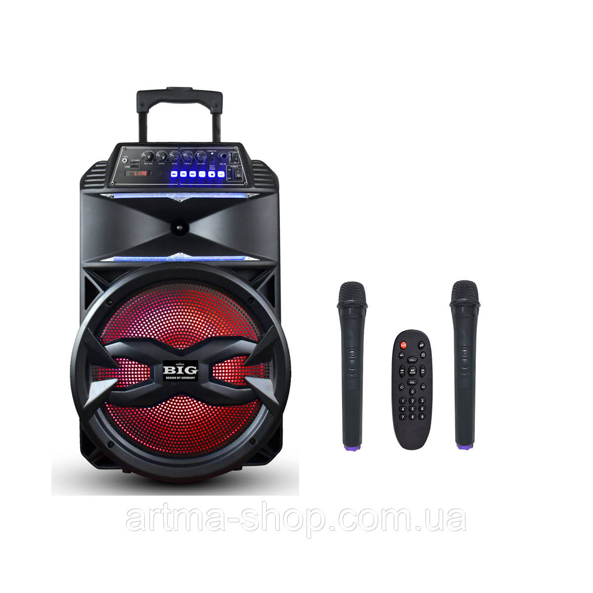 Активна акустична система BIG PRO BIG310BAT USB/MP3/FM/BT/TWS + 2 бездротових мікрофона 310 Ват