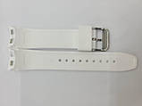 Білий силіконовий ремінець для наручних годинників прошитий білою строчкою з фактурою під крокодила 18 мм, фото 2