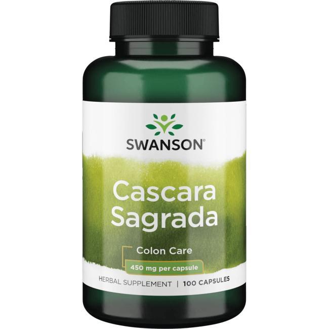 Каскара Саграда проносне (Cascara Sagrada), 450 мг 100 капсул, Swanson