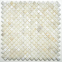 Мозаїка з натурального каменю, біла Amera Mosaic - White (T) 32x32 для кухні, ванни, колон, декору ціна за 1 шт