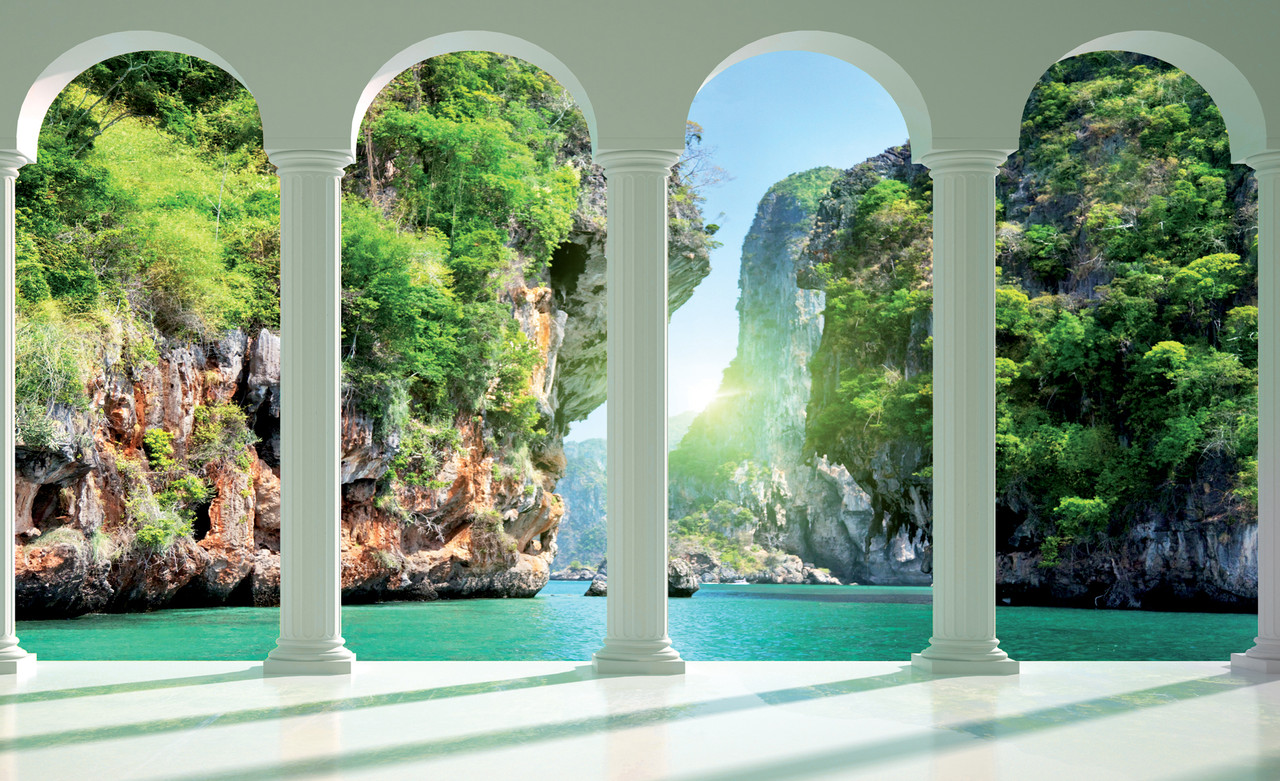 Фотошпалери 3D 368x254 см Море за арками 2352P8 Найкраща якість