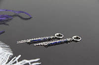 Сережки срібло з натуральними синіми каменями: іоліт лазурит шпинель "Ізабель" Сережки-ланцюжки Ручна робота