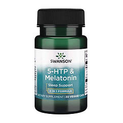 5-гідрокситриптофан + мелатонін Swanson 5-HTP & Melatonin 30 капсул