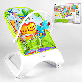 Дитячий шезлонг (вібрація, музика, 2 іграшки) Fitch Baby 88929